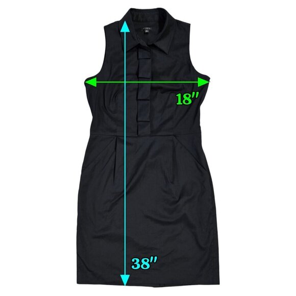 Ann Taylor Black Sleeveless Pleated Collar Dress Pockets Modest Neutral Office - Picture 2 of 7